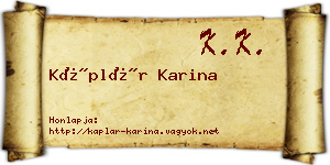 Káplár Karina névjegykártya